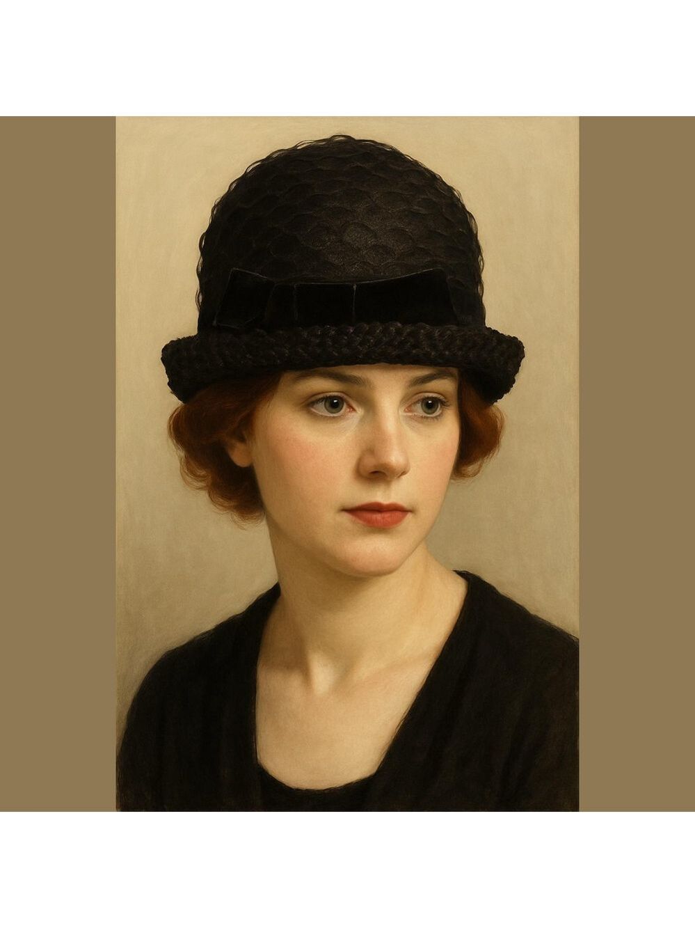 60s BLACK TALL BEEHIVE HAT MCM W VELVET BOW W WOVEN CELLULOSE FOLDED BRIM SZ 7.5